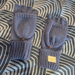 Blue Knit Fingerless Mittens NWOT
